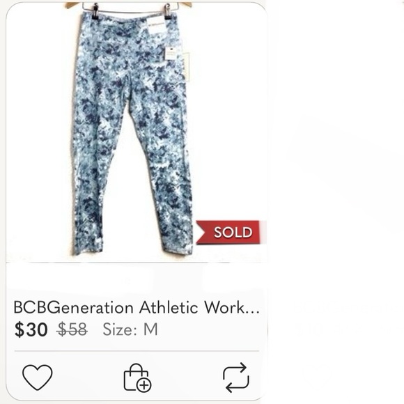 BCBGeneration athletic leggings workout exercise pants Storm blue LG EUC - Picture 12 of 12